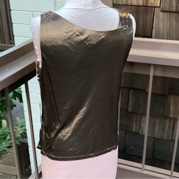 Perse liquid gold metallic drape tank with asymmetrical twist, NWT, Large - Picture 2 of 13